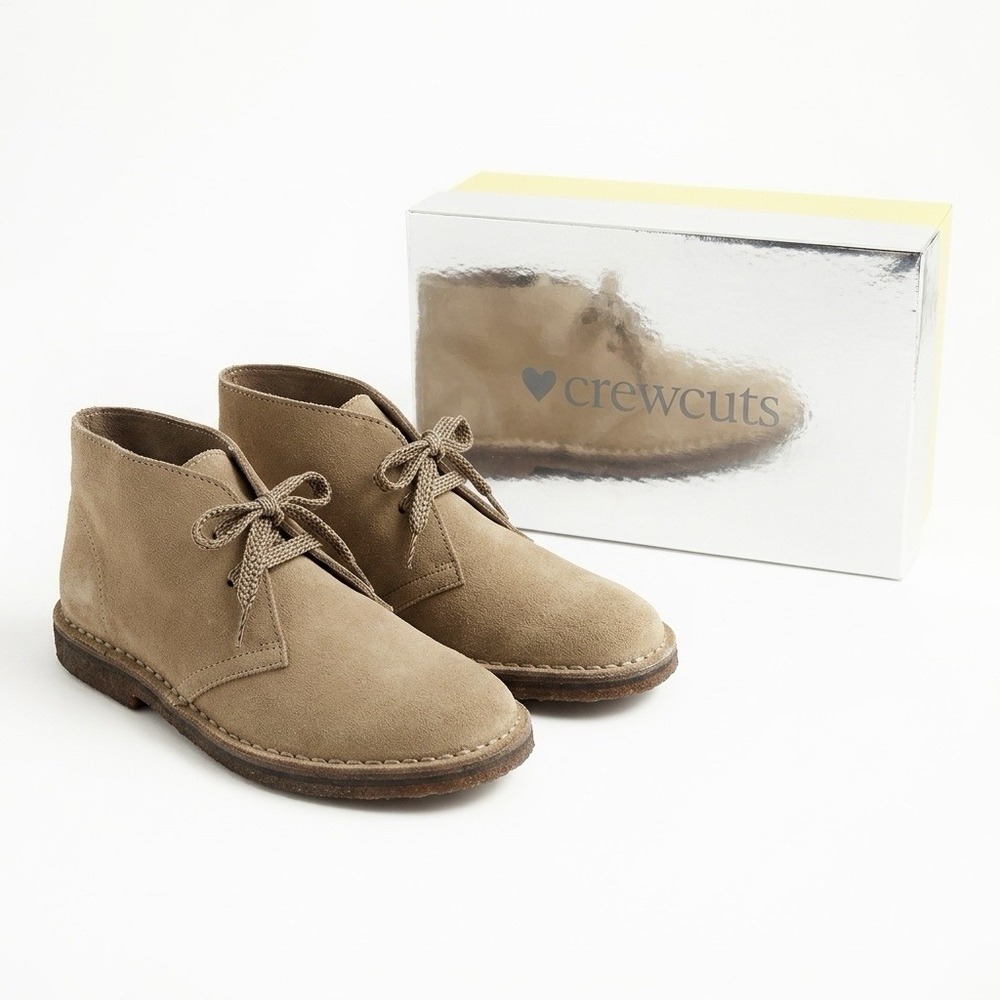Crewcuts 1990 MacAlister boots suede Dark Chestnut Boys Size K 1 Made Italy NEW